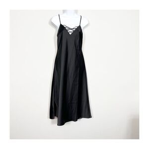 Good American Dress Satin Black Maxi Sleeveless Womens Medium New witchy